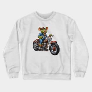 Green Rat Rider on bike Crewneck Sweatshirt